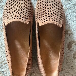 Vionic Perforated Slip-On Loafers in Tan Suede